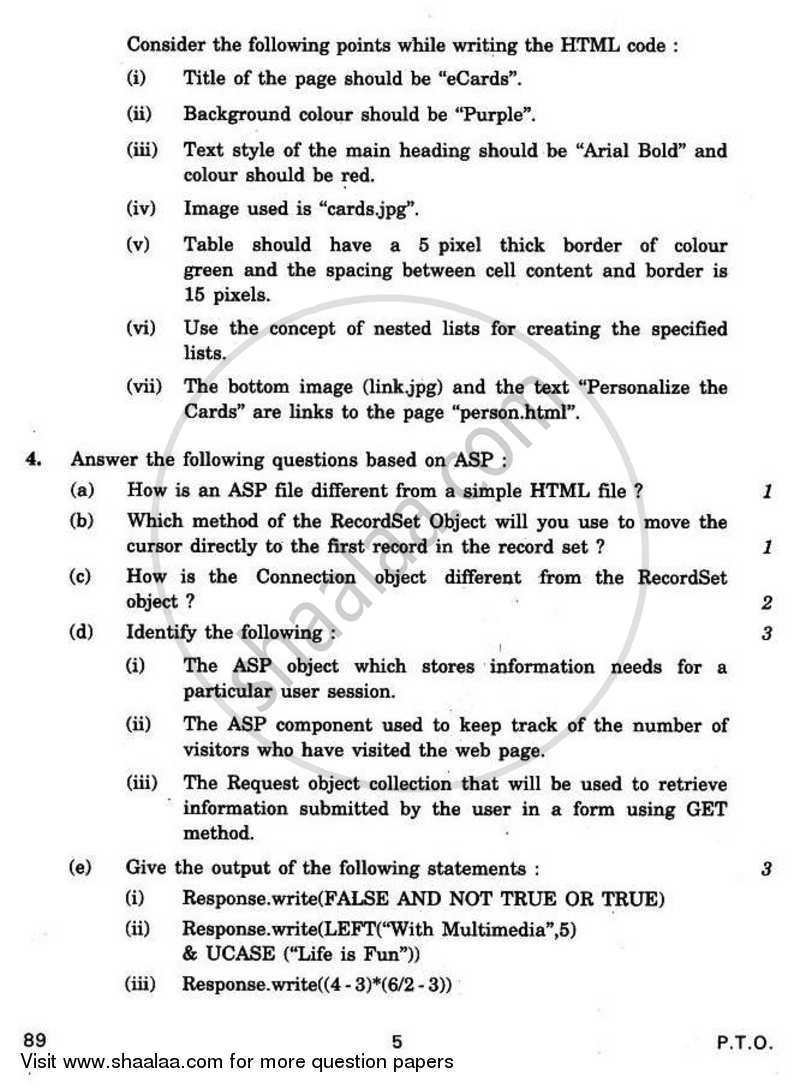 Multimedia and Web Technology 2010-2011 - CBSE 12th - Class 12 - CBSE (Central Board of Secondary Education) question paper with PDF download