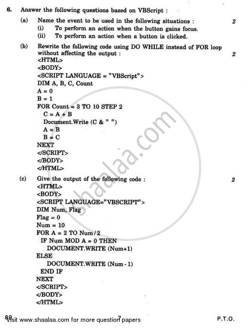 Multimedia and Web Technology 2010-2011 - CBSE 12th - Class 12 - CBSE (Central Board of Secondary Education) question paper with PDF download