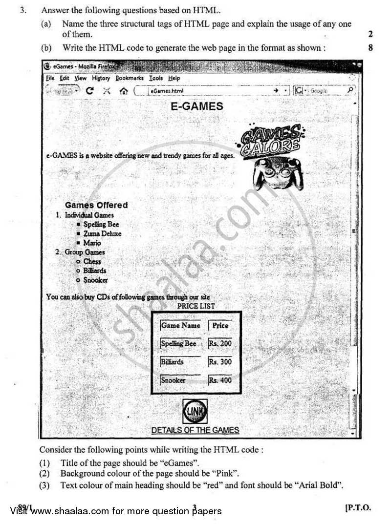 Multimedia and Web Technology 2010-2011 - CBSE 12th - Class 12 - CBSE (Central Board of Secondary Education) question paper with PDF download