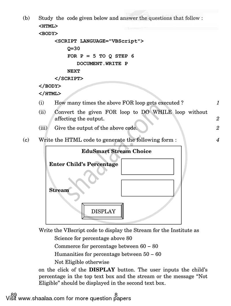 Multimedia and Web Technology 2014-2015 - CBSE 12th - Class 12 - CBSE (Central Board of Secondary Education) question paper with PDF download