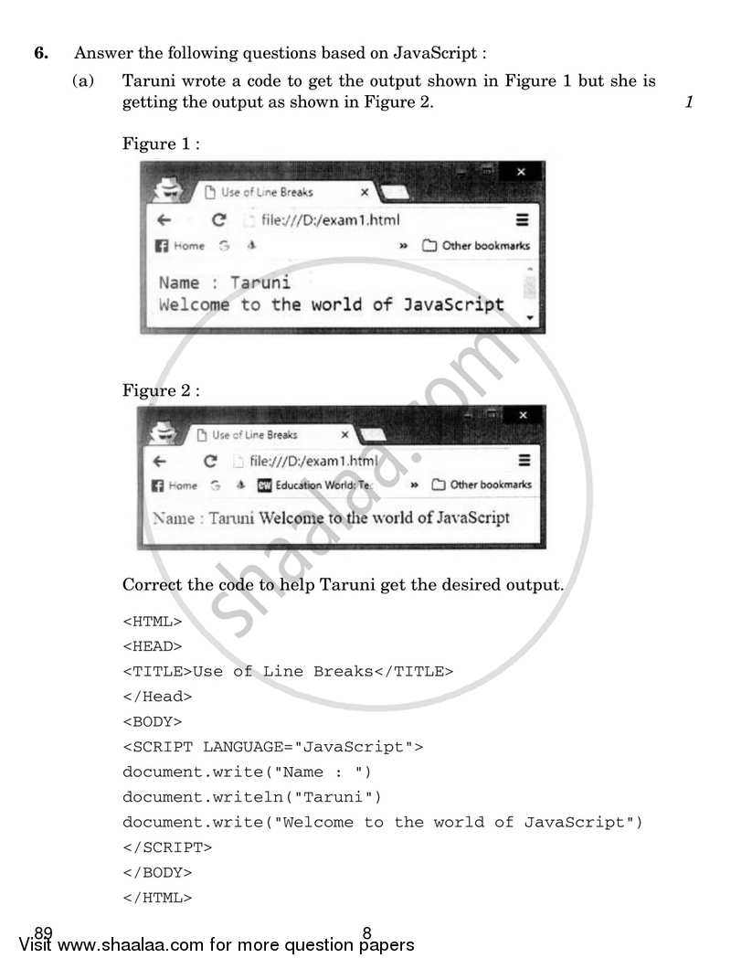 Multimedia and Web Technology 2018-2019 - CBSE 12th - Class 12 - CBSE (Central Board of Secondary Education) question paper with PDF download