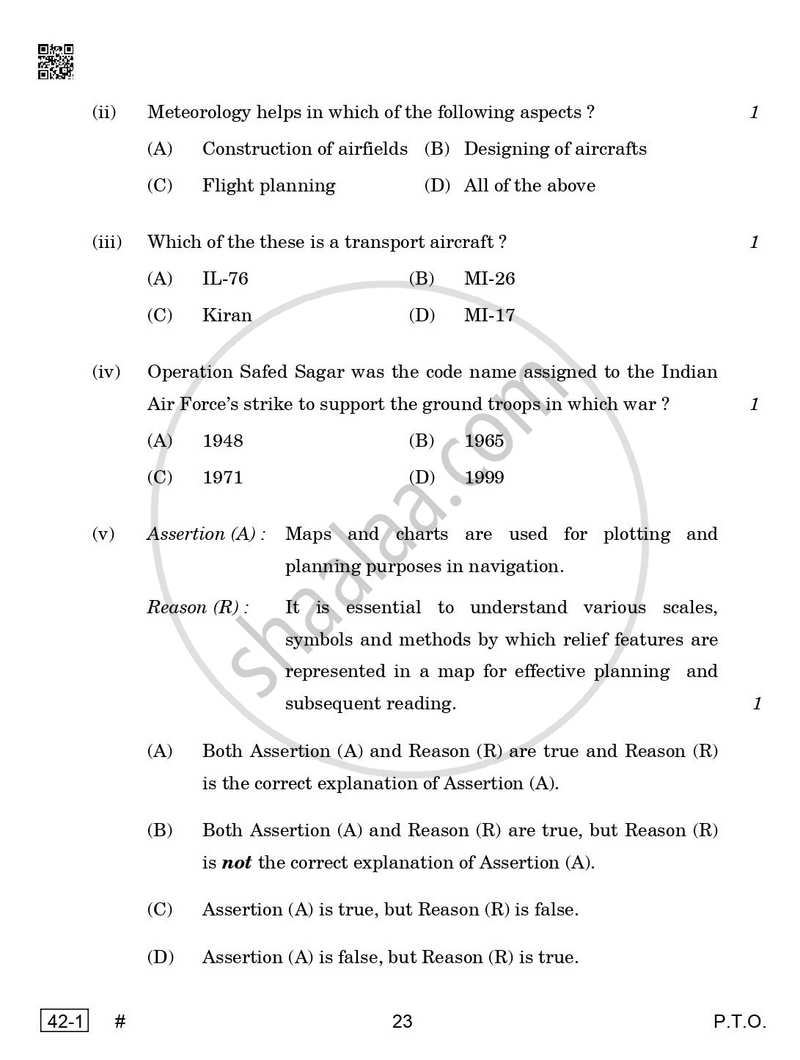 National Cadet Corps  (N.C.C.) 2024-2025 - CBSE 12th - Class 12 - CBSE (Central Board of Secondary Education) question paper with PDF download
