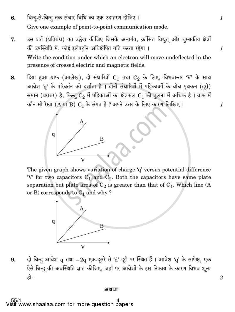 Physics 2013-2014 - CBSE 12th - Class 12 - CBSE (Central Board of Secondary Education) question paper with PDF download
