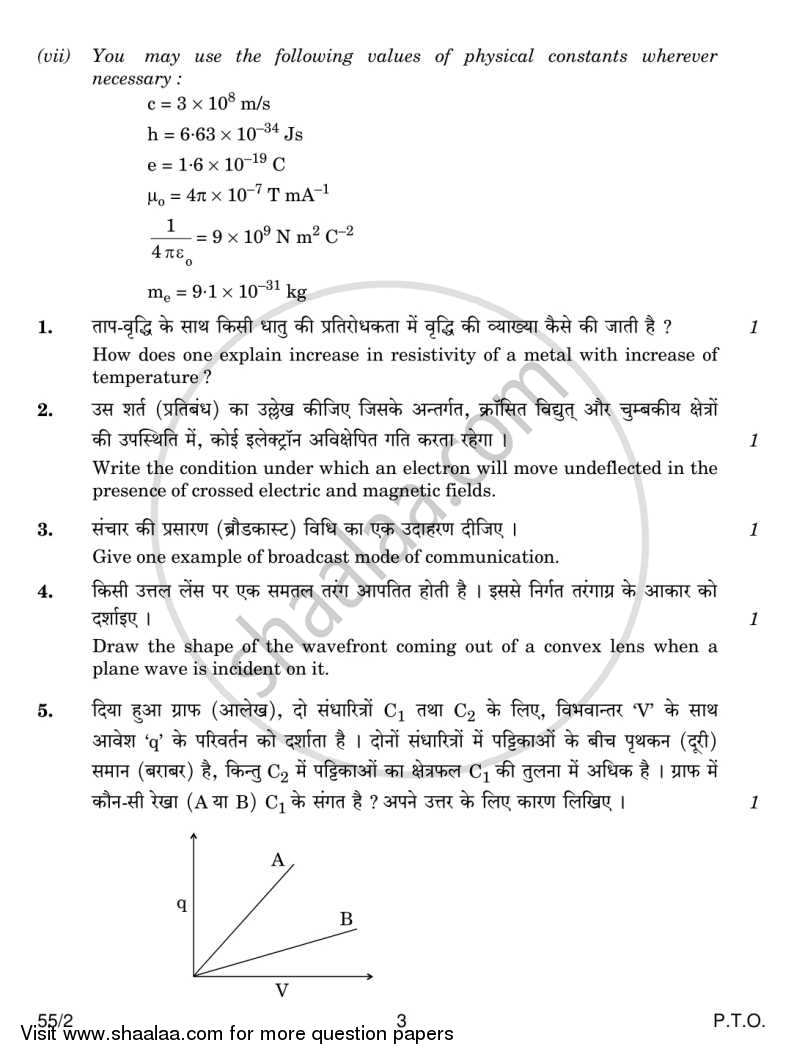 Physics 2013-2014 - CBSE 12th - Class 12 - CBSE (Central Board of Secondary Education) question paper with PDF download