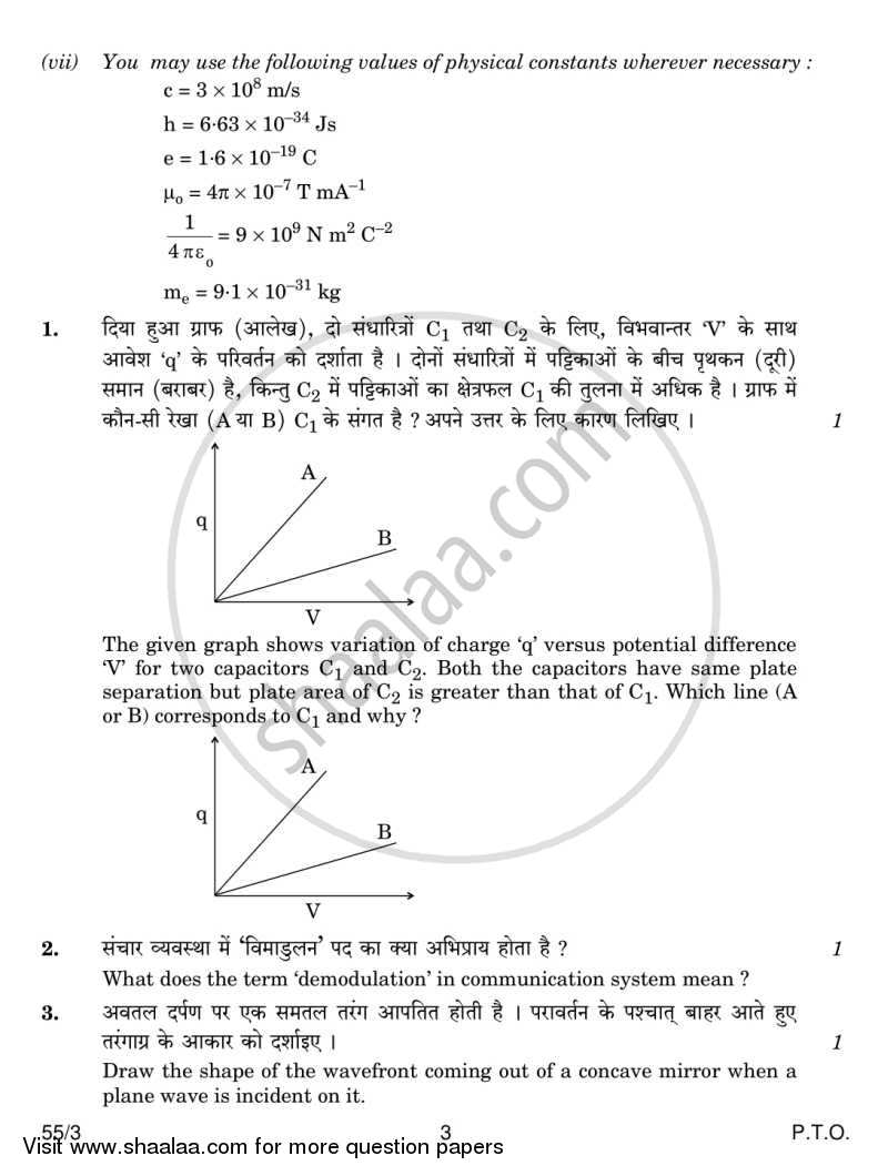Physics 2013-2014 - CBSE 12th - Class 12 - CBSE (Central Board of Secondary Education) question paper with PDF download