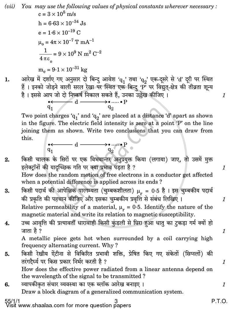 Physics 2013-2014 - CBSE 12th - Class 12 - CBSE (Central Board of Secondary Education) question paper with PDF download