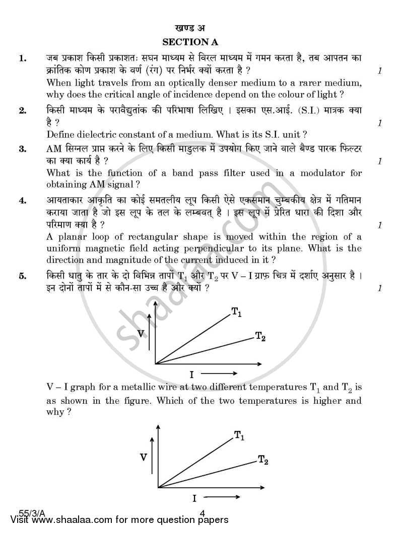 Physics 2014-2015 - CBSE 12th - Class 12 - CBSE (Central Board of Secondary Education) question paper with PDF download