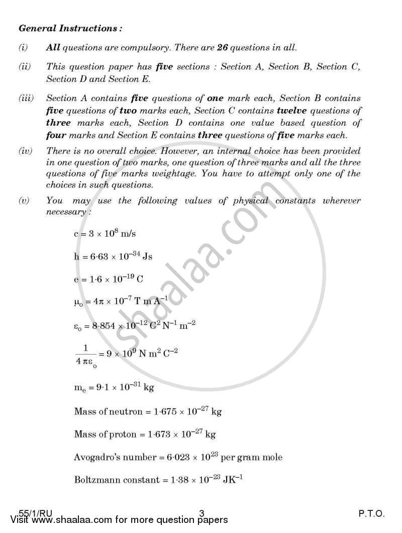 Physics 2014-2015 - CBSE 12th - Class 12 - CBSE (Central Board of Secondary Education) question paper with PDF download