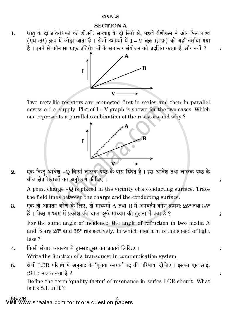 Physics 2014-2015 - CBSE 12th - Class 12 - CBSE (Central Board of Secondary Education) question paper with PDF download