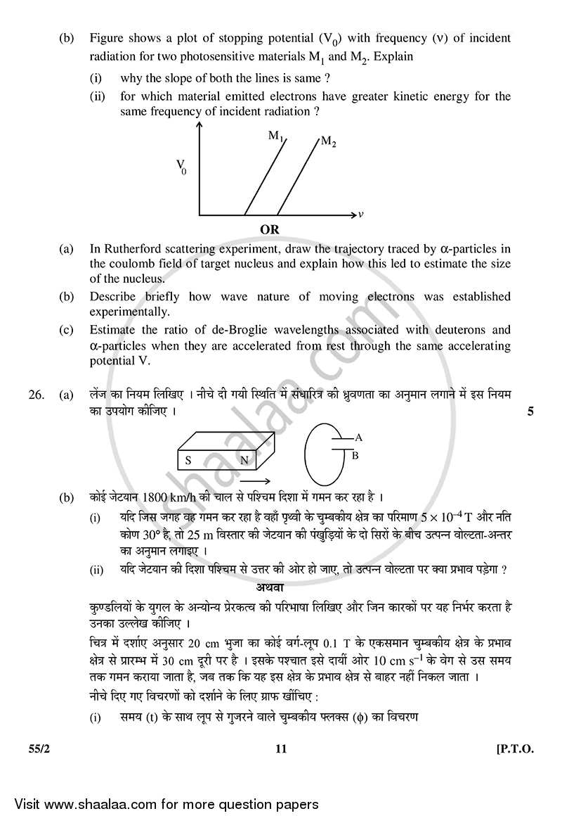 Physics 2014-2015 - CBSE 12th - Class 12 - CBSE (Central Board of Secondary Education) question paper with PDF download