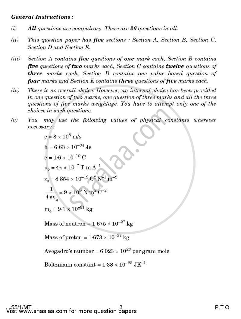 Physics 2014-2015 - CBSE 12th - Class 12 - CBSE (Central Board of Secondary Education) question paper with PDF download