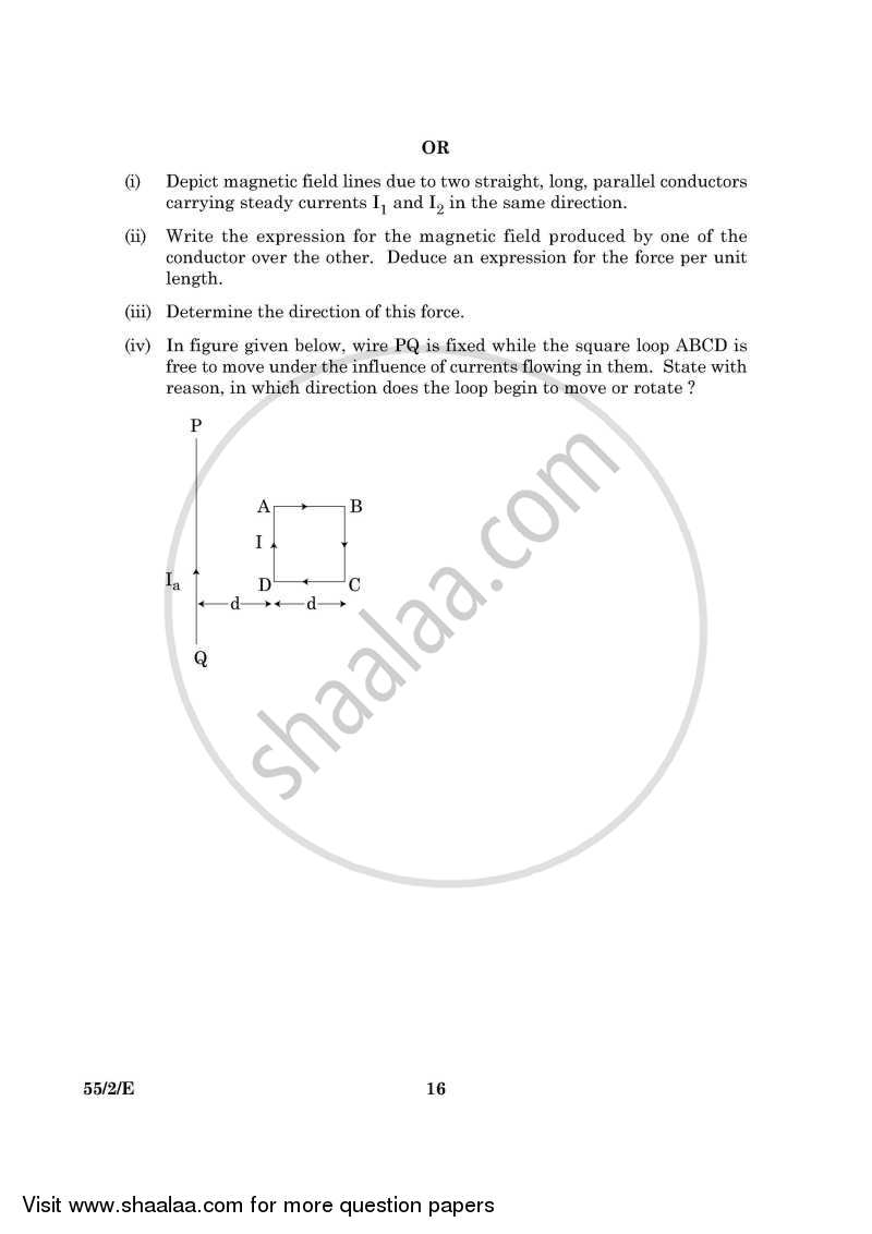 Physics 2015-2016 - CBSE 12th - Class 12 - CBSE (Central Board of Secondary Education) question paper with PDF download