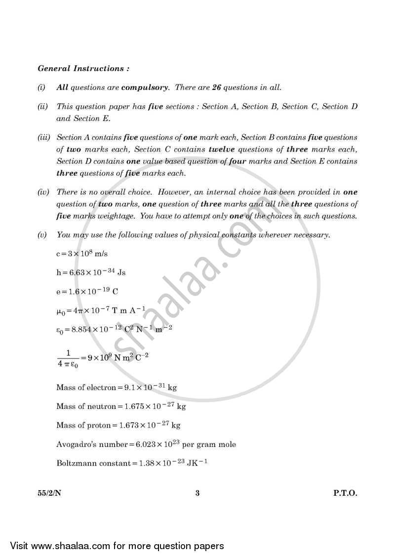 Physics 2015-2016 - CBSE 12th - Class 12 - CBSE (Central Board of Secondary Education) question paper with PDF download