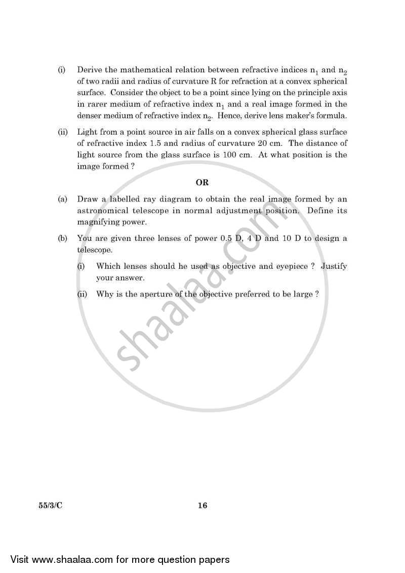 Physics 2015-2016 - CBSE 12th - Class 12 - CBSE (Central Board of Secondary Education) question paper with PDF download