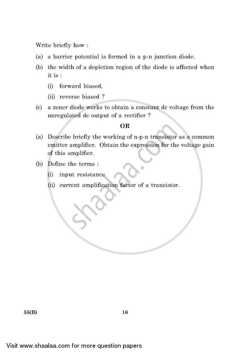 Physics 2015-2016 - CBSE 12th - Class 12 - CBSE (Central Board of Secondary Education) question paper with PDF download