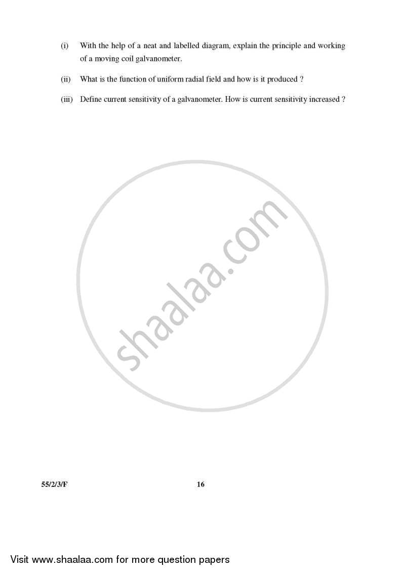 Physics 2015-2016 - CBSE 12th - Class 12 - CBSE (Central Board of Secondary Education) question paper with PDF download