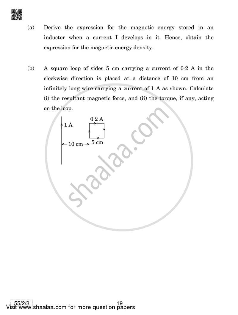 Physics 2018-2019 - CBSE 12th - Class 12 - CBSE (Central Board of Secondary Education) question paper with PDF download
