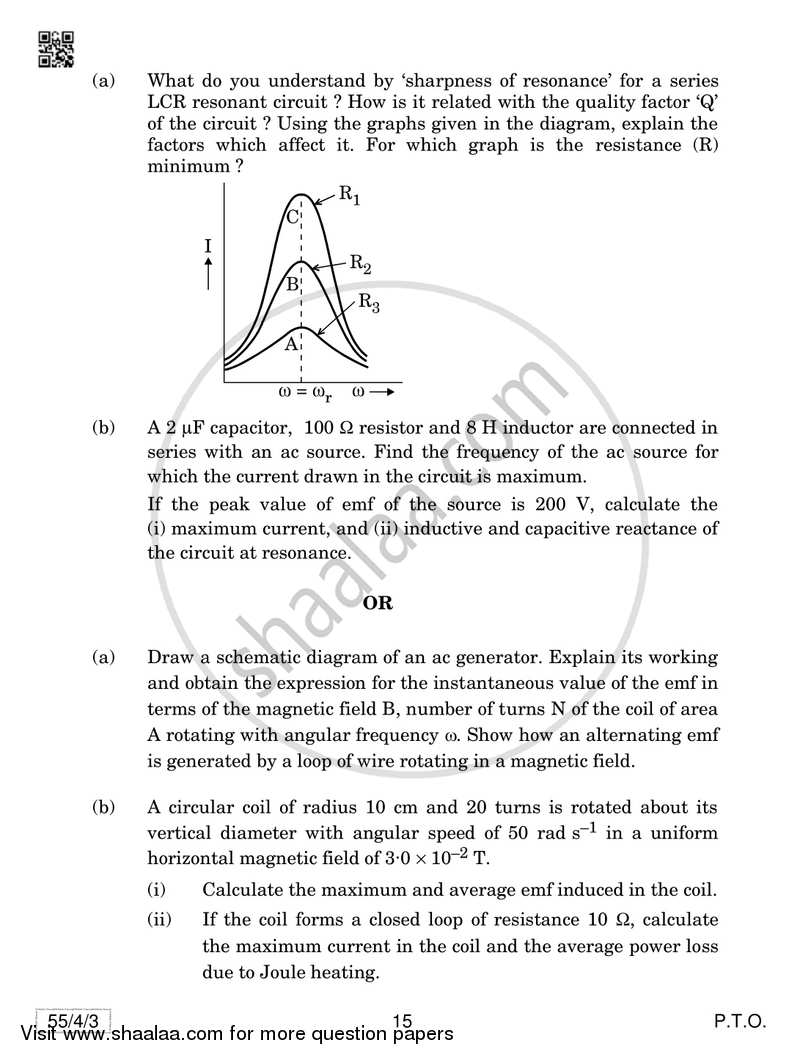 Physics 2018-2019 - CBSE 12th - Class 12 - CBSE (Central Board of Secondary Education) question paper with PDF download