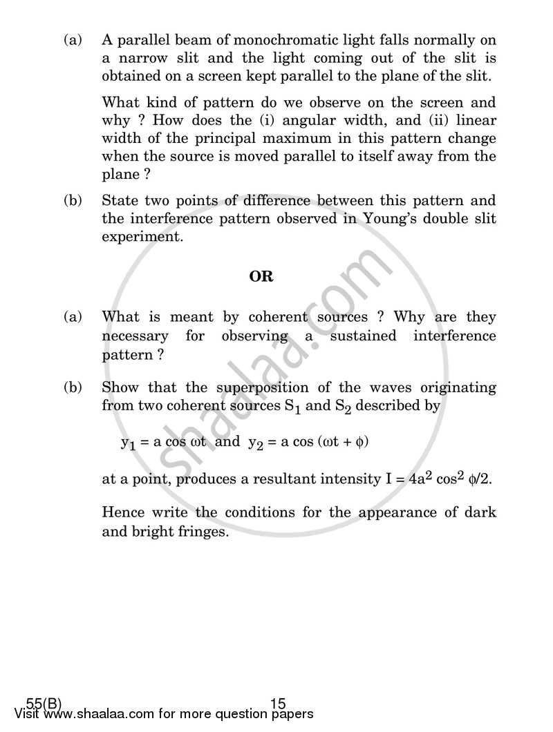 Physics 2018-2019 - CBSE 12th - Class 12 - CBSE (Central Board of Secondary Education) question paper with PDF download