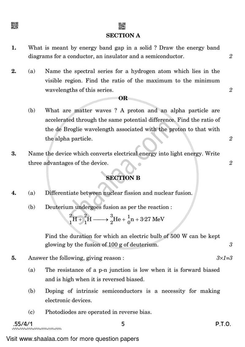 Physics 2021-2022 - CBSE 12th - Class 12 - CBSE (Central Board of Secondary Education) question paper with PDF download