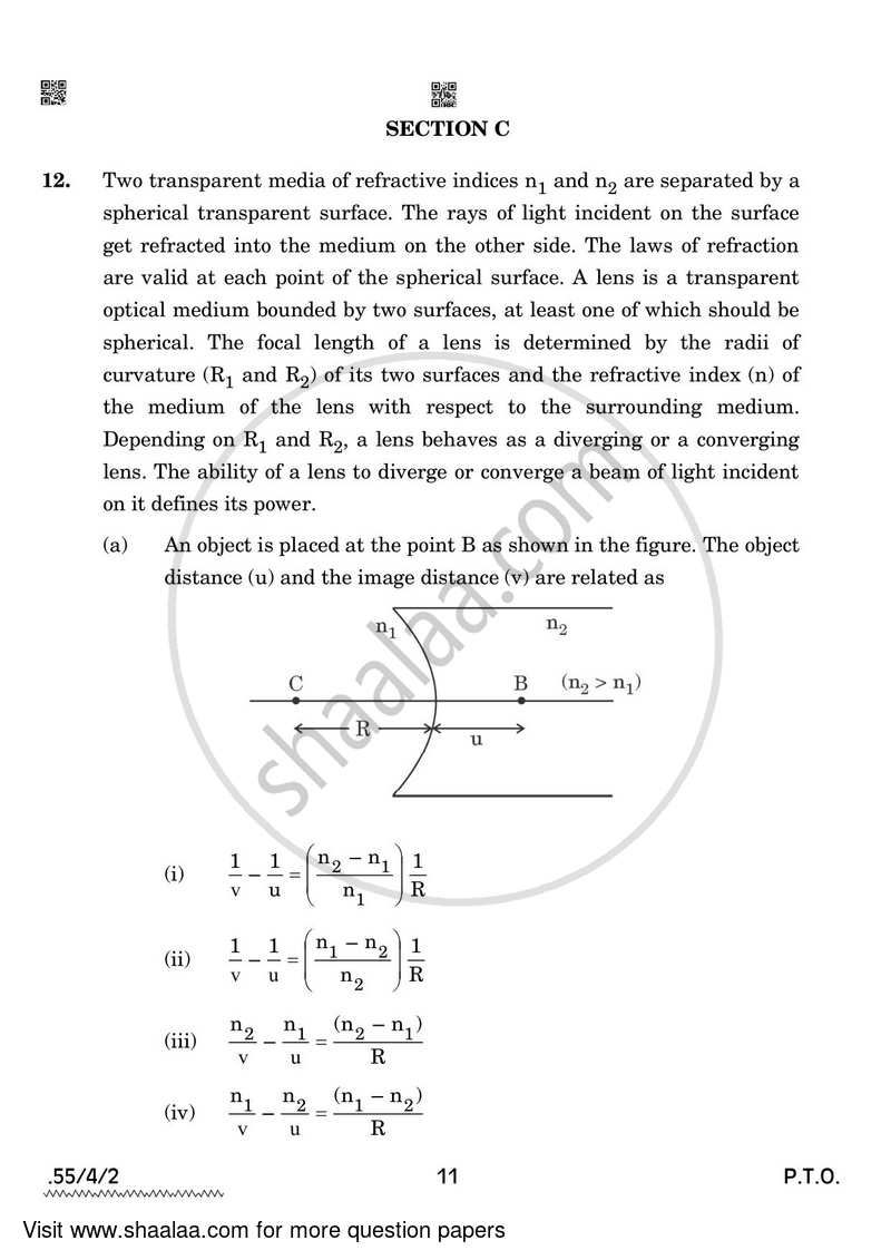 Physics 2021-2022 - CBSE 12th - Class 12 - CBSE (Central Board of Secondary Education) question paper with PDF download