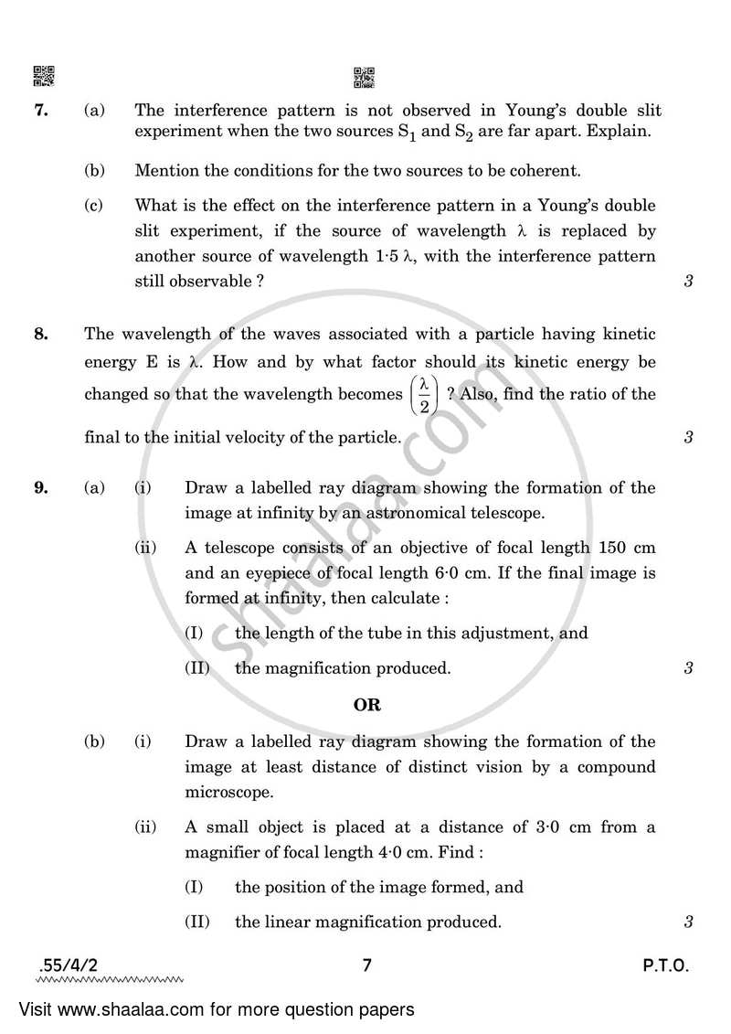 Physics 2021-2022 - CBSE 12th - Class 12 - CBSE (Central Board of Secondary Education) question paper with PDF download
