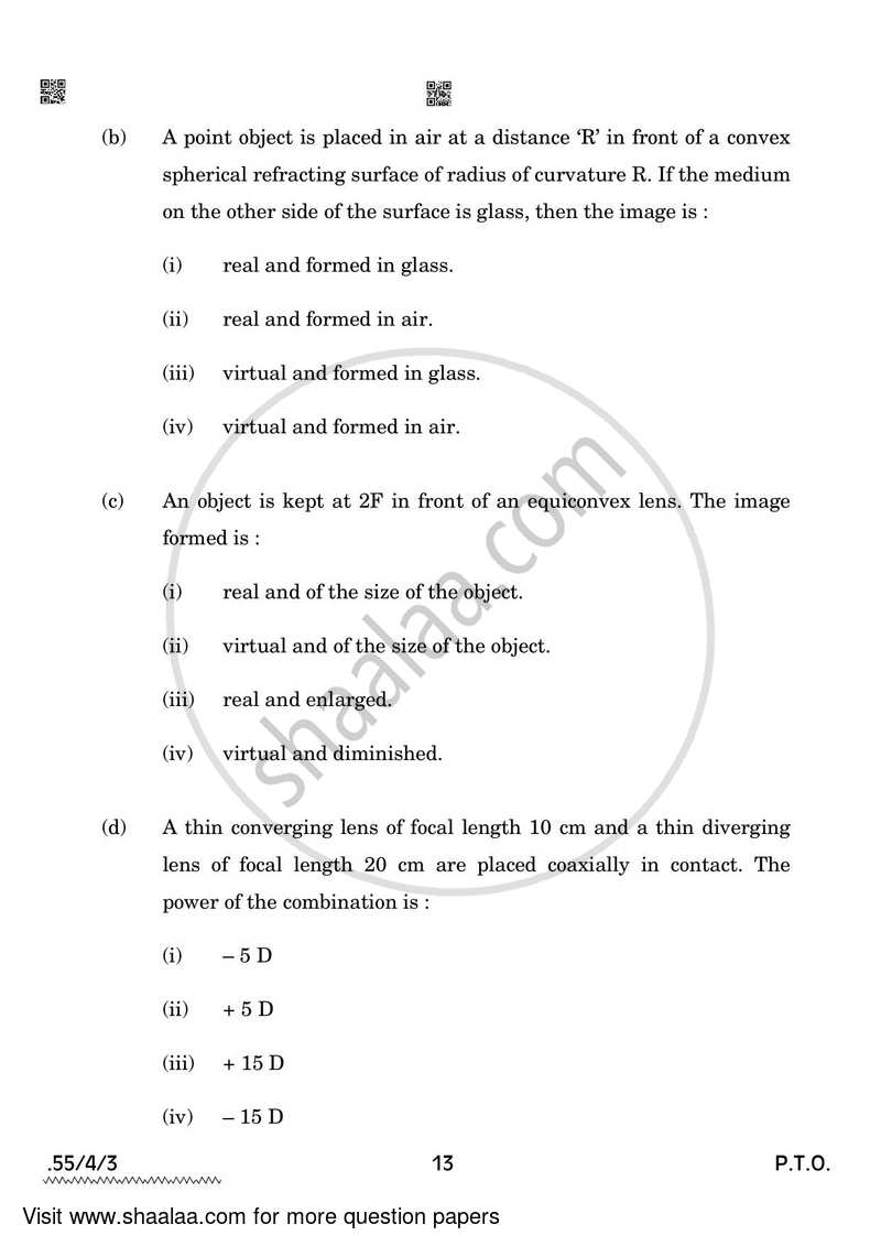 Physics 2021-2022 - CBSE 12th - Class 12 - CBSE (Central Board of Secondary Education) question paper with PDF download