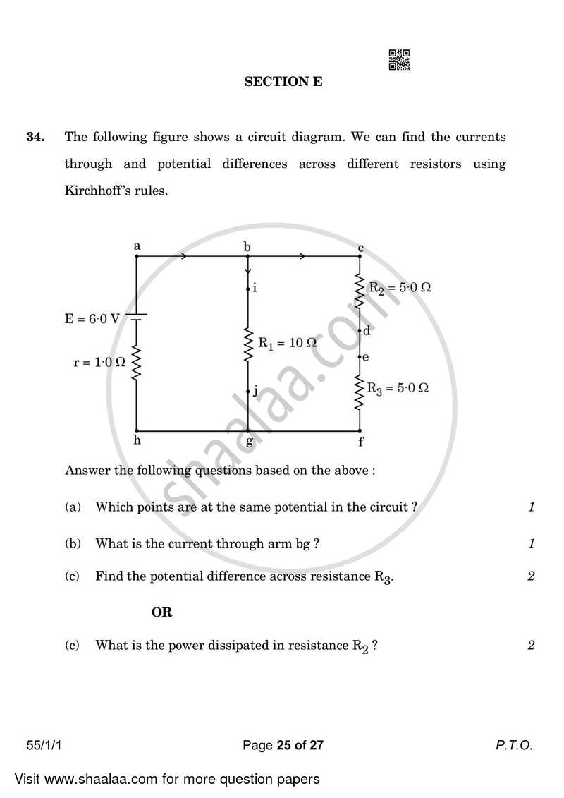 Physics 2022-2023 - CBSE 12th - Class 12 - CBSE (Central Board of Secondary Education) question paper with PDF download