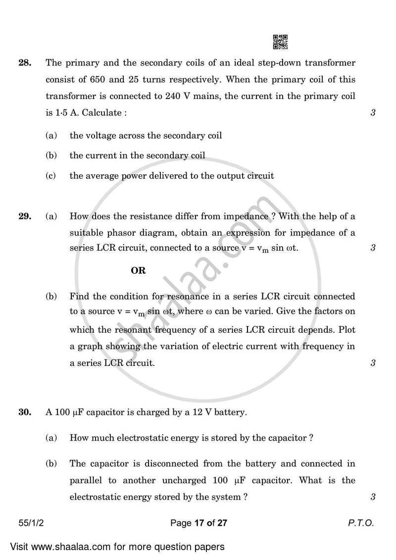 Physics 2022-2023 - CBSE 12th - Class 12 - CBSE (Central Board of Secondary Education) question paper with PDF download