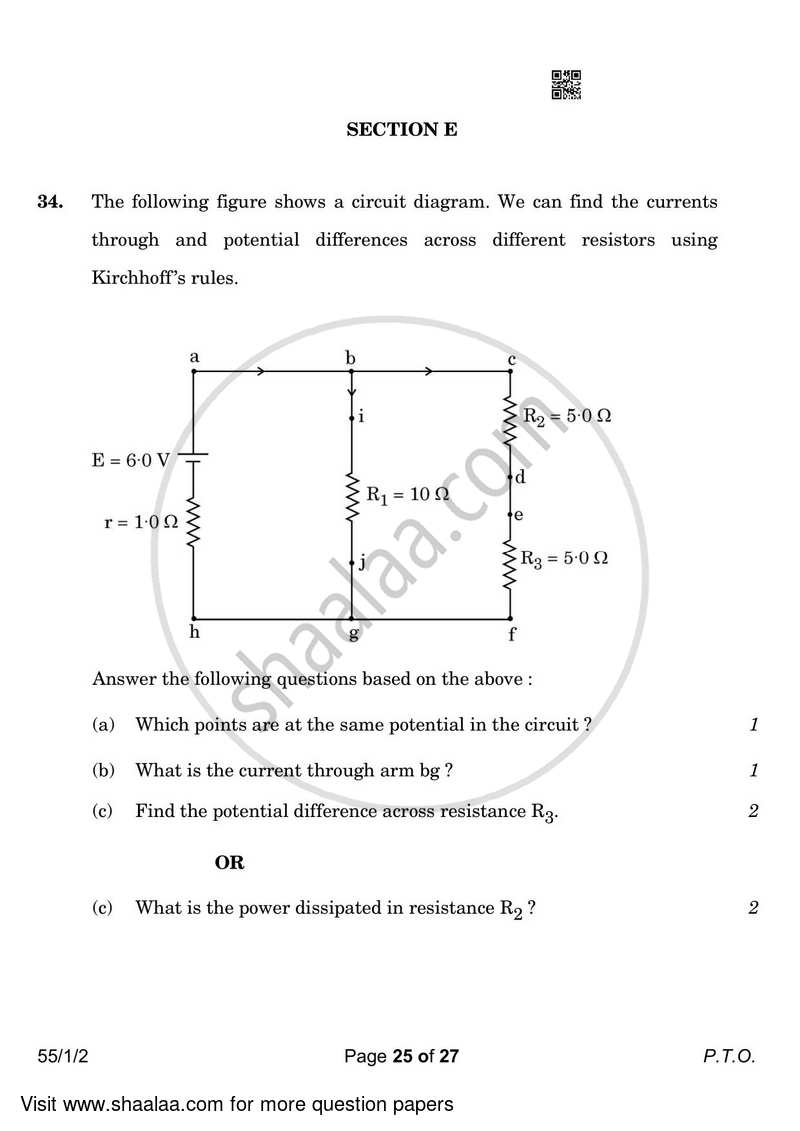 Physics 2022-2023 - CBSE 12th - Class 12 - CBSE (Central Board of Secondary Education) question paper with PDF download