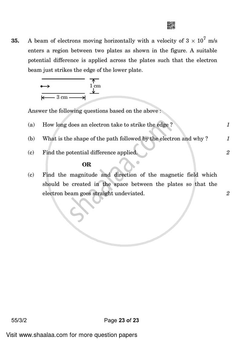 Physics 2022-2023 - CBSE 12th - Class 12 - CBSE (Central Board of Secondary Education) question paper with PDF download