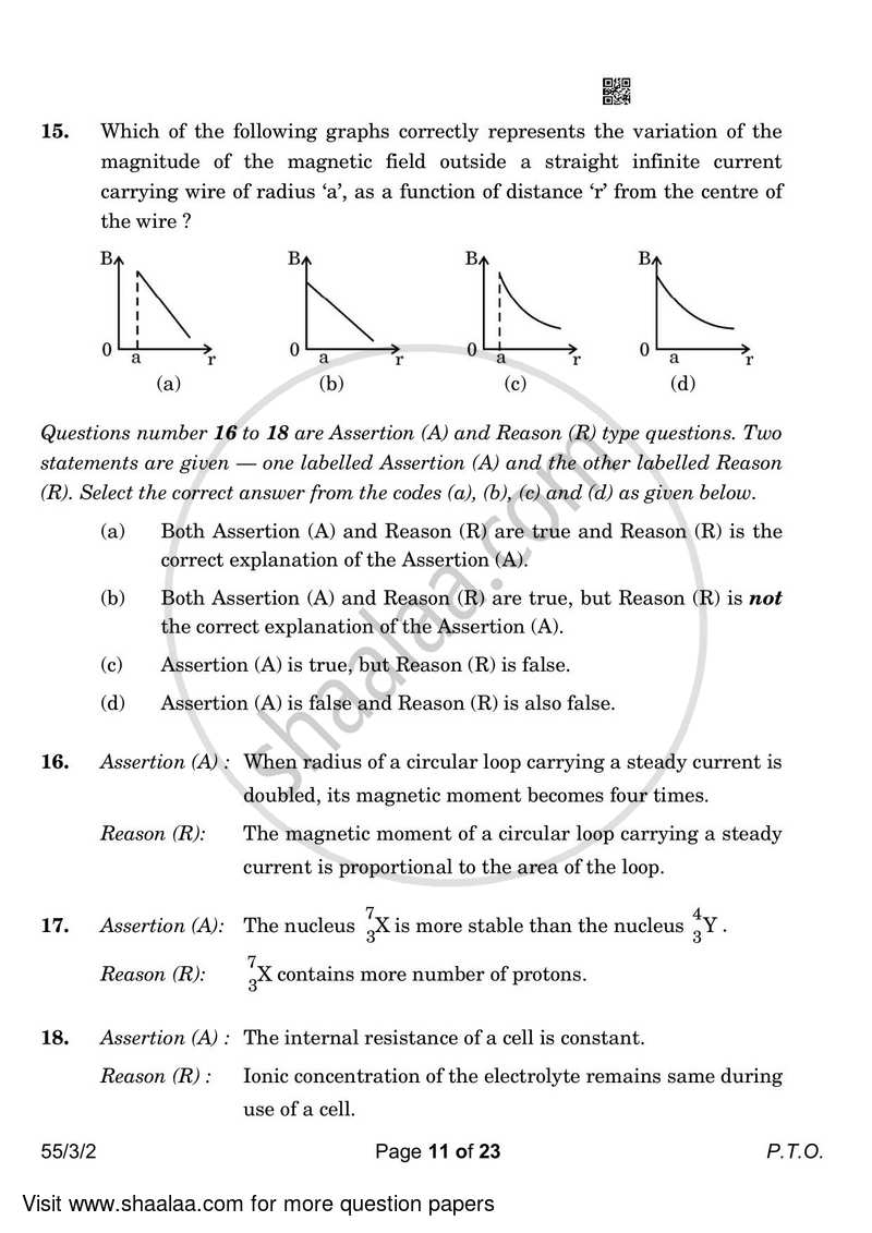 Physics 2022-2023 - CBSE 12th - Class 12 - CBSE (Central Board of Secondary Education) question paper with PDF download
