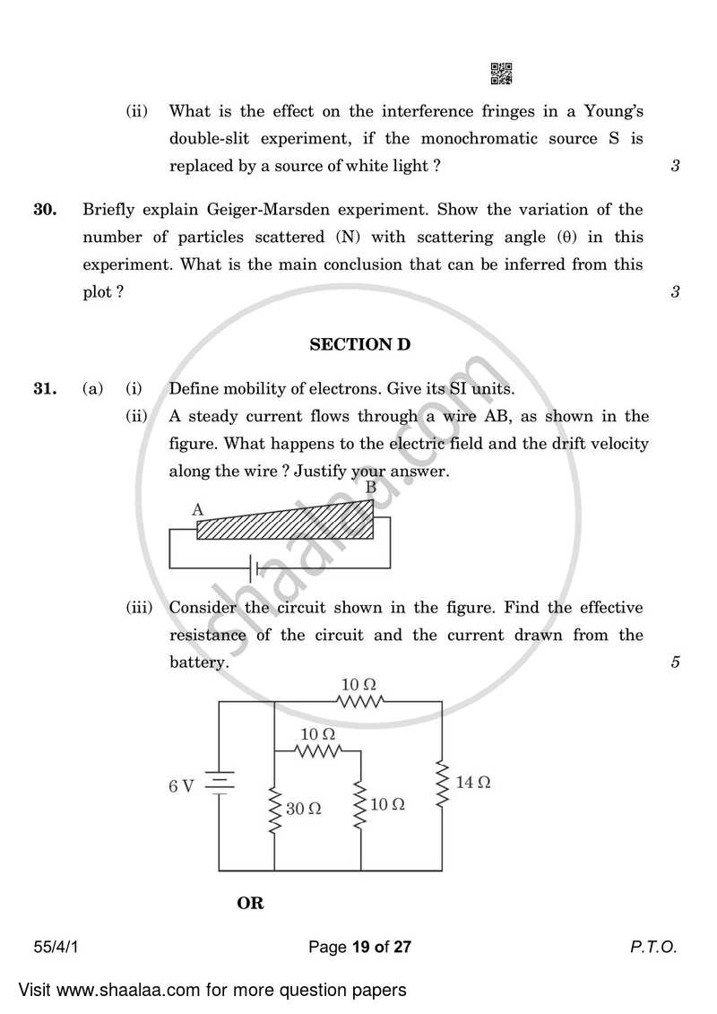 Physics 2022-2023 - CBSE 12th - Class 12 - CBSE (Central Board of Secondary Education) question paper with PDF download
