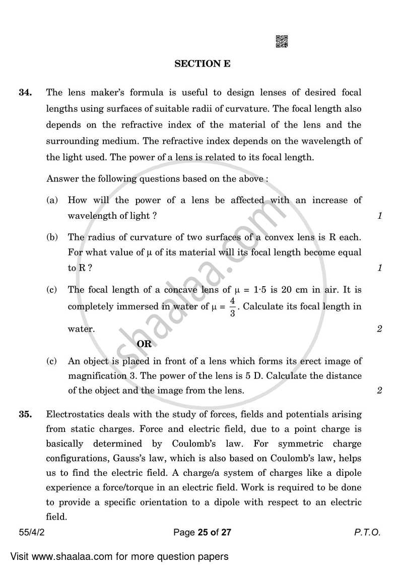 Physics 2022-2023 - CBSE 12th - Class 12 - CBSE (Central Board of Secondary Education) question paper with PDF download