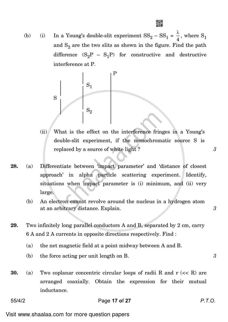 Physics 2022-2023 - CBSE 12th - Class 12 - CBSE (Central Board of Secondary Education) question paper with PDF download
