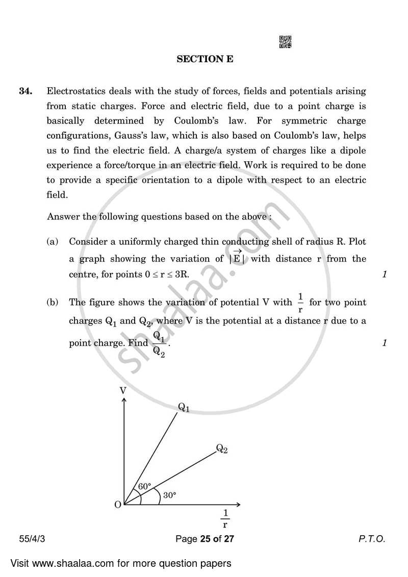 Physics 2022-2023 - CBSE 12th - Class 12 - CBSE (Central Board of Secondary Education) question paper with PDF download