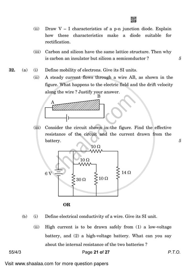 Physics 2022-2023 - CBSE 12th - Class 12 - CBSE (Central Board of Secondary Education) question paper with PDF download