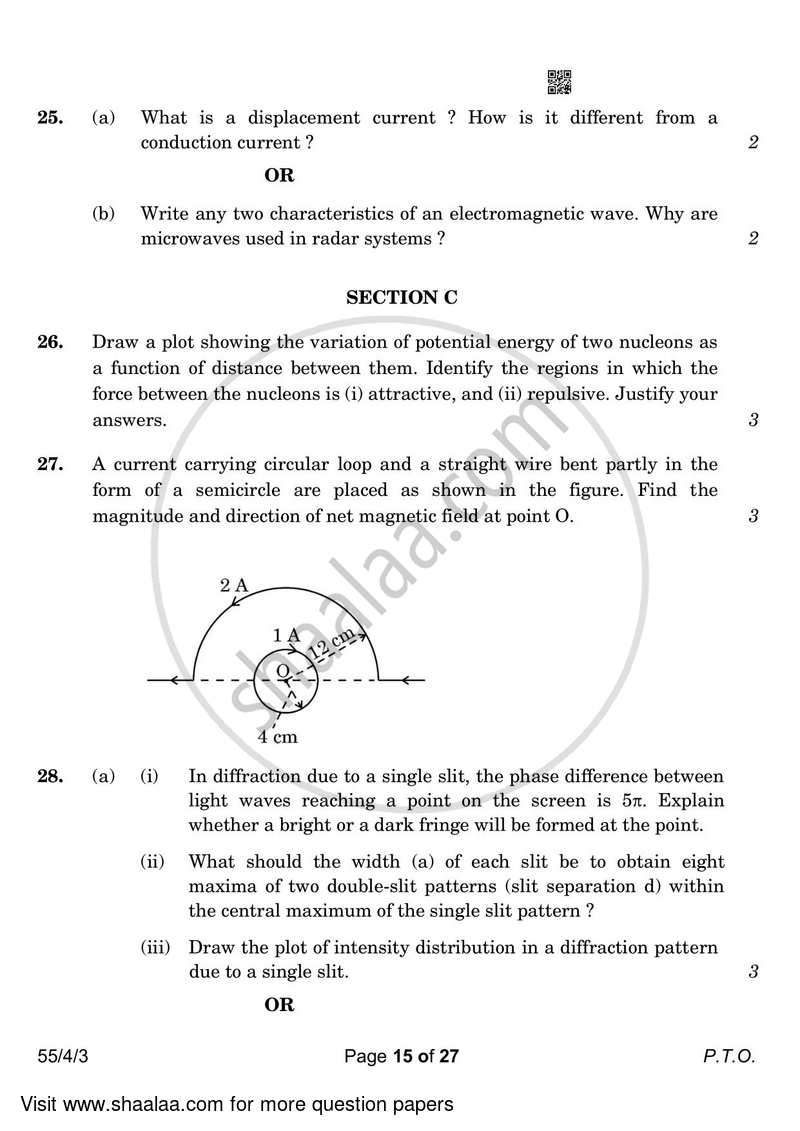 Physics 2022-2023 - CBSE 12th - Class 12 - CBSE (Central Board of Secondary Education) question paper with PDF download