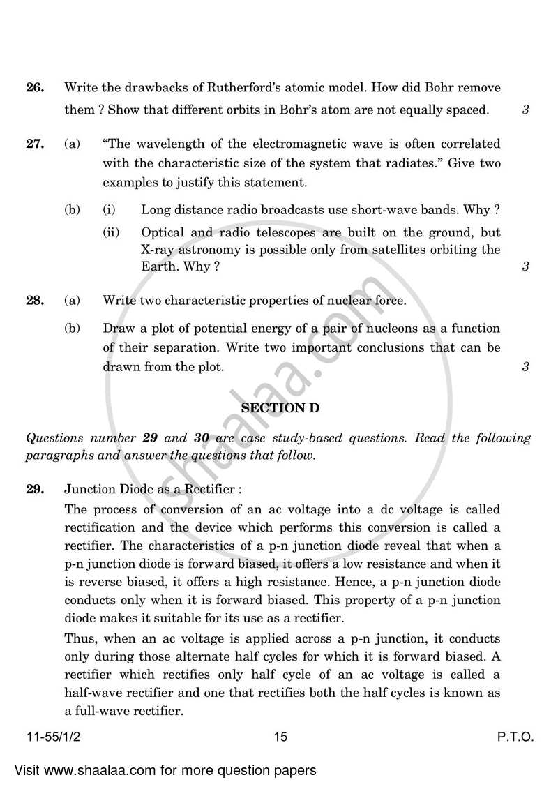 Physics 2023-2024 - CBSE 12th - Class 12 - CBSE (Central Board of Secondary Education) question paper with PDF download