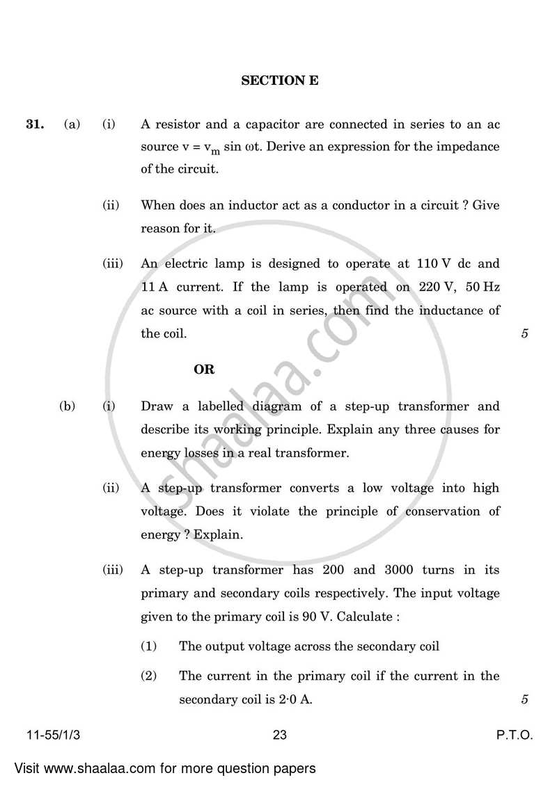 Physics 2023-2024 - CBSE 12th - Class 12 - CBSE (Central Board of Secondary Education) question paper with PDF download