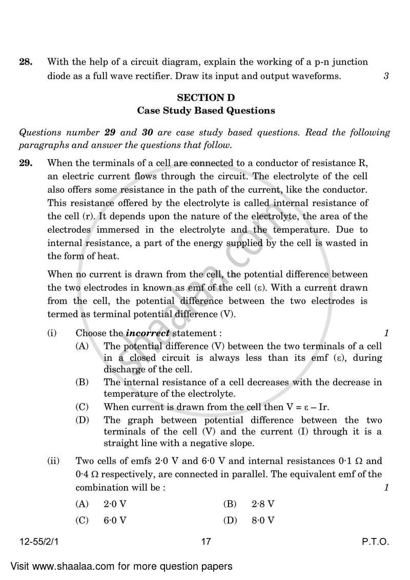 Physics 2023-2024 - CBSE 12th - Class 12 - CBSE (Central Board of Secondary Education) question paper with PDF download