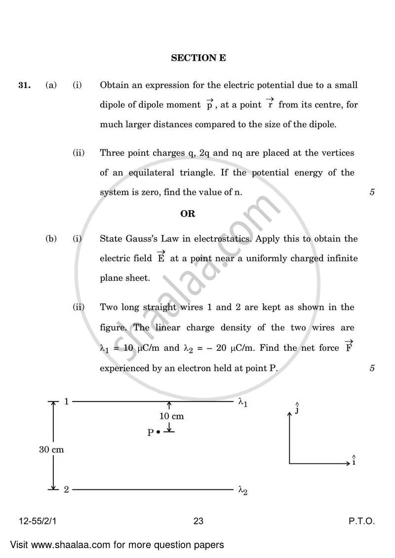 Physics 2023-2024 - CBSE 12th - Class 12 - CBSE (Central Board of Secondary Education) question paper with PDF download