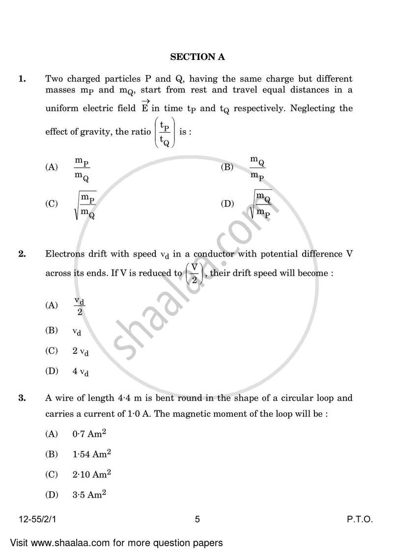 Physics 2023-2024 - CBSE 12th - Class 12 - CBSE (Central Board of Secondary Education) question paper with PDF download
