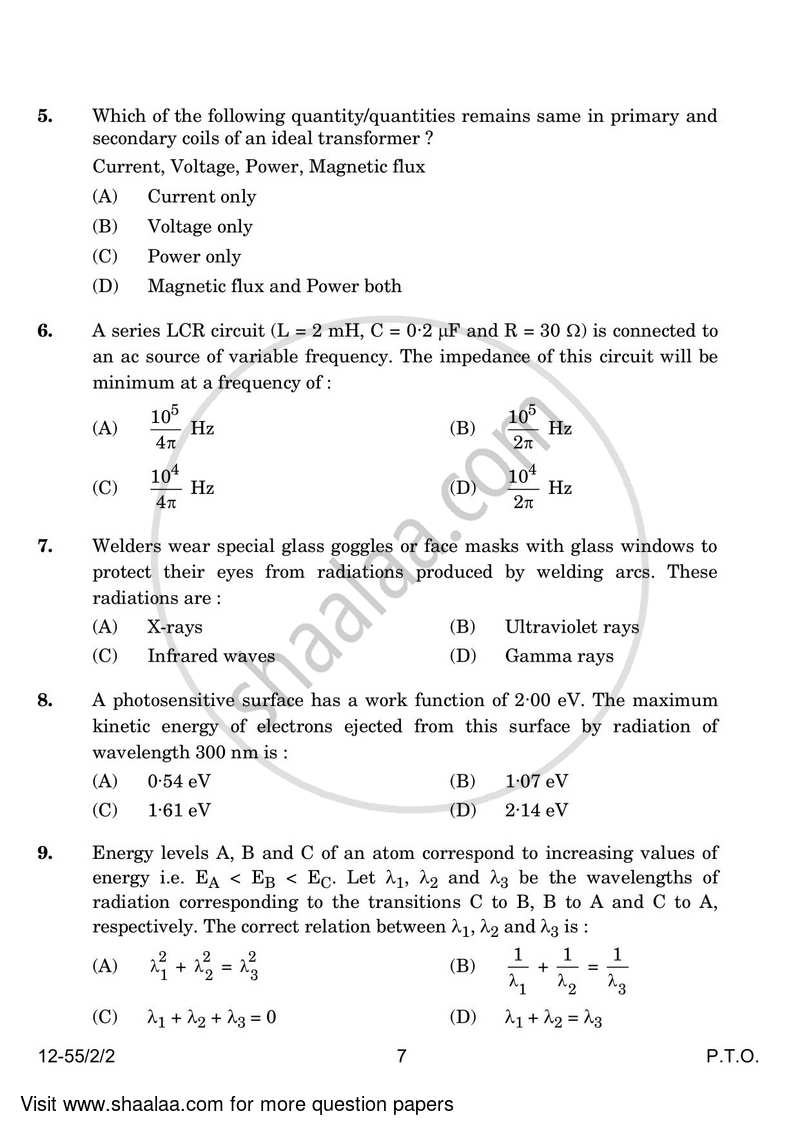 Physics 2023-2024 - CBSE 12th - Class 12 - CBSE (Central Board of Secondary Education) question paper with PDF download