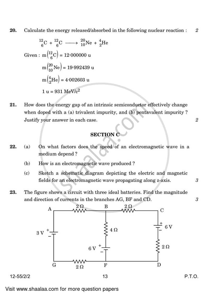 Physics 2023-2024 - CBSE 12th - Class 12 - CBSE (Central Board of Secondary Education) question paper with PDF download