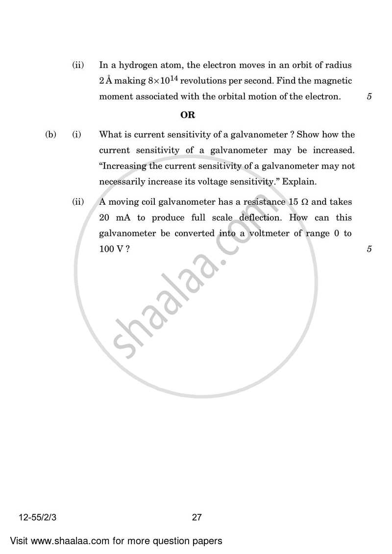 Physics 2023-2024 - CBSE 12th - Class 12 - CBSE (Central Board of Secondary Education) question paper with PDF download