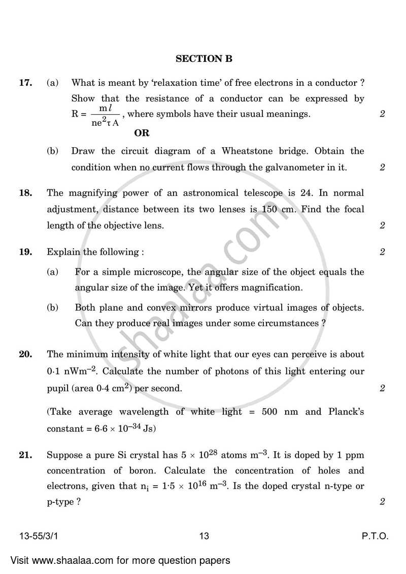 Physics 2023-2024 - CBSE 12th - Class 12 - CBSE (Central Board of Secondary Education) question paper with PDF download