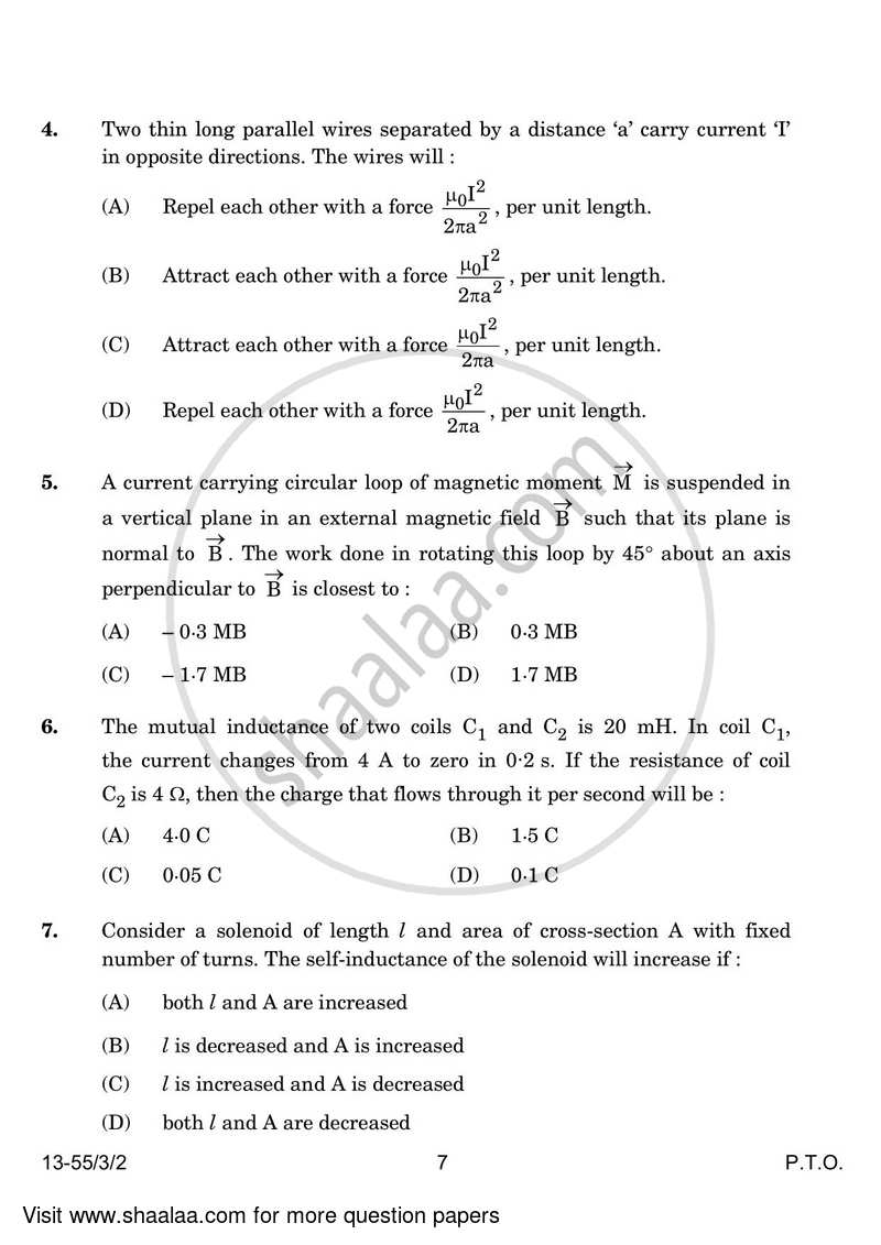 Physics 2023-2024 - CBSE 12th - Class 12 - CBSE (Central Board of Secondary Education) question paper with PDF download