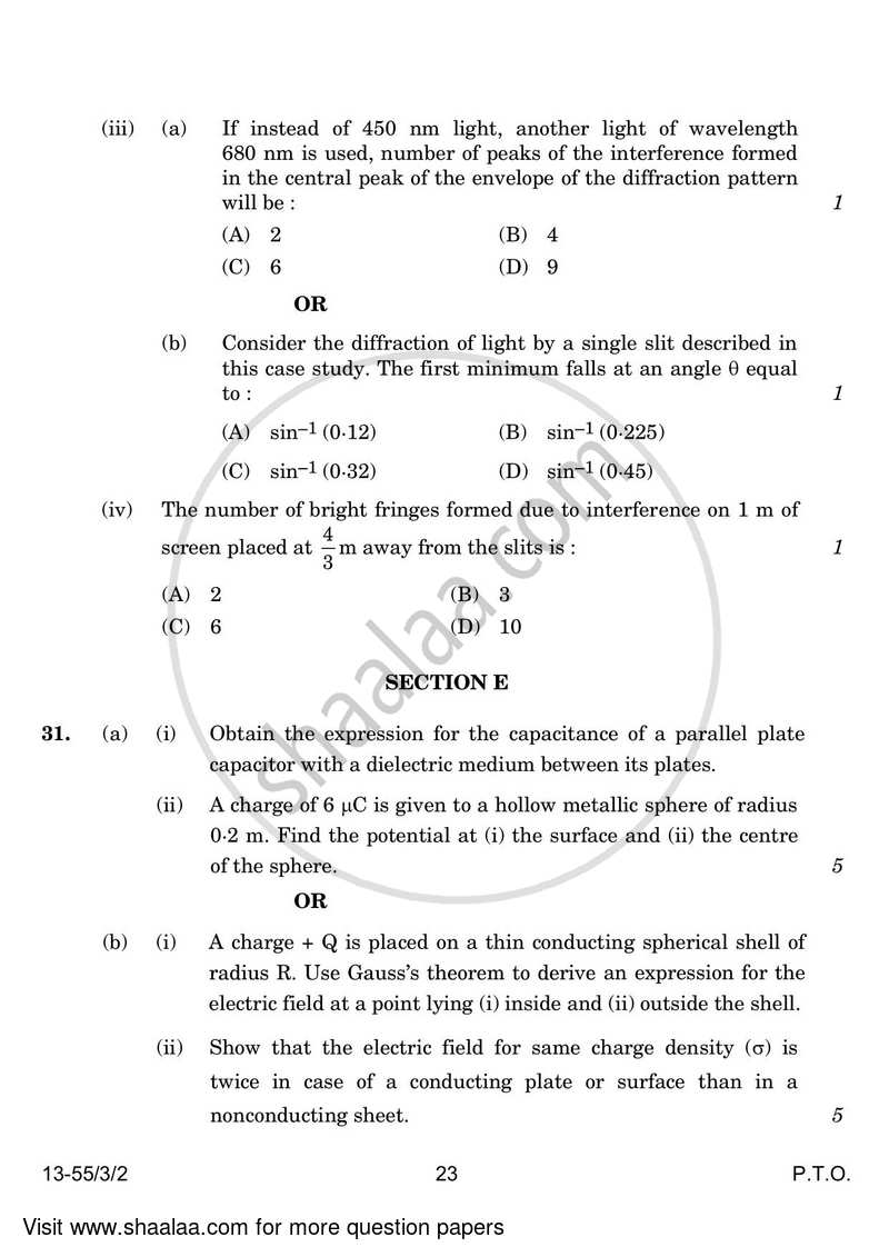Physics 2023-2024 - CBSE 12th - Class 12 - CBSE (Central Board of Secondary Education) question paper with PDF download