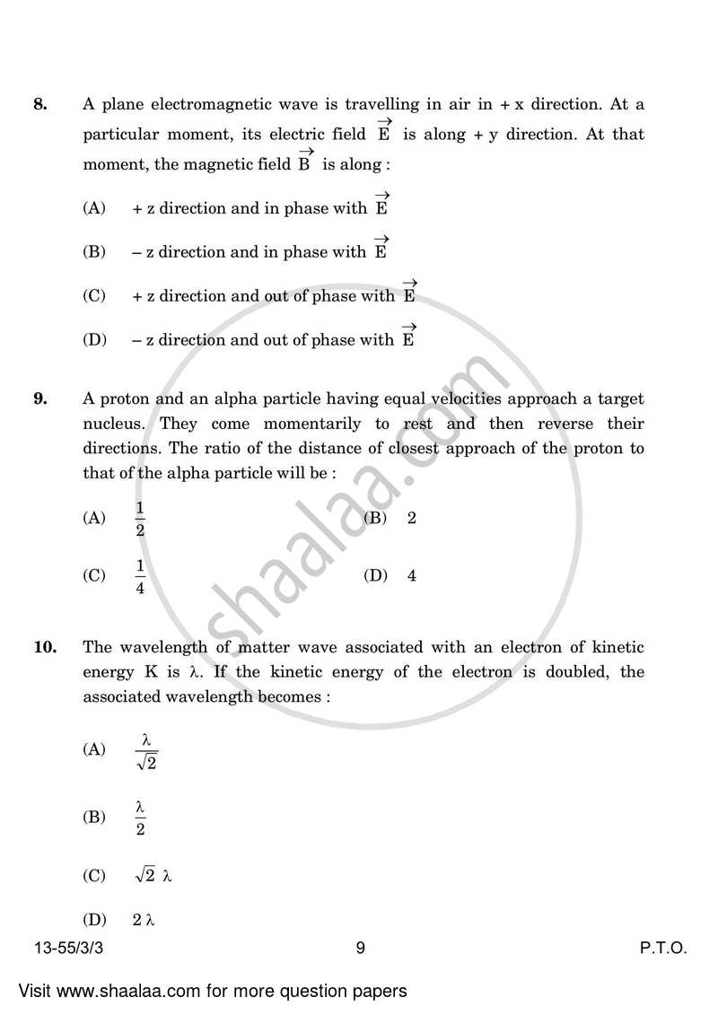 Physics 2023-2024 - CBSE 12th - Class 12 - CBSE (Central Board of Secondary Education) question paper with PDF download
